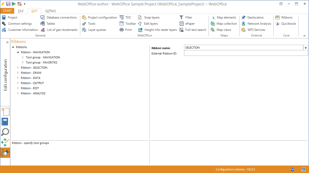 Ribbon set FAVORITES in WebOffice author