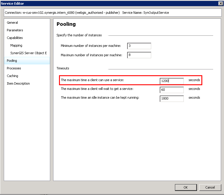 Increase the maximum time a client can use a service