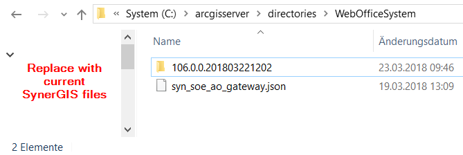 Replace SynerGIS files in directory WebOfficeSystem