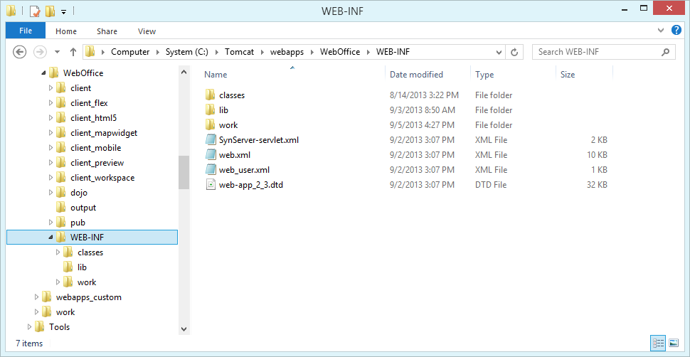 WebOffice 10.7 SP1 web application WEB-INF directory