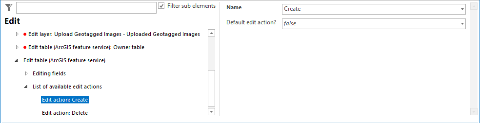 Configuration of an edit action