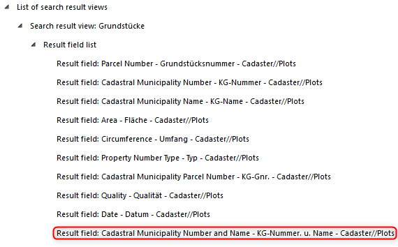 Result field of target table