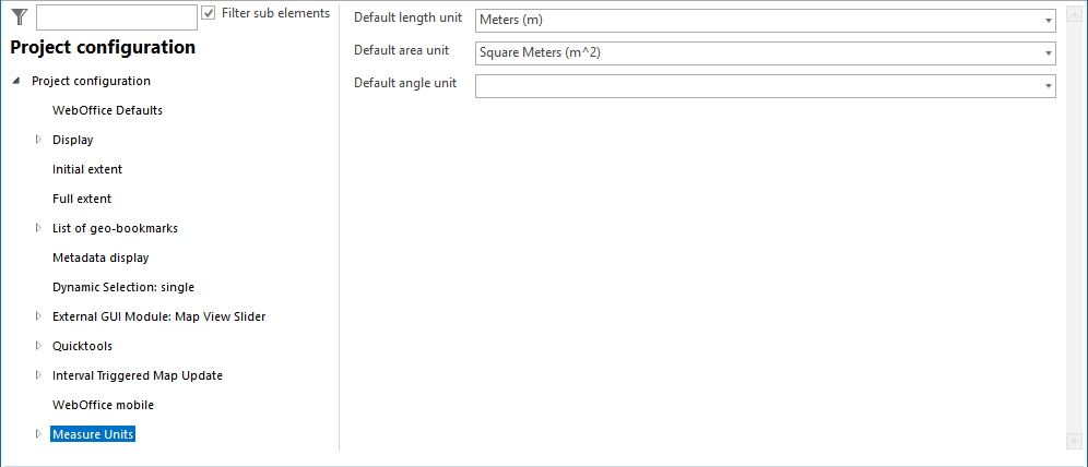 Measure units configuration