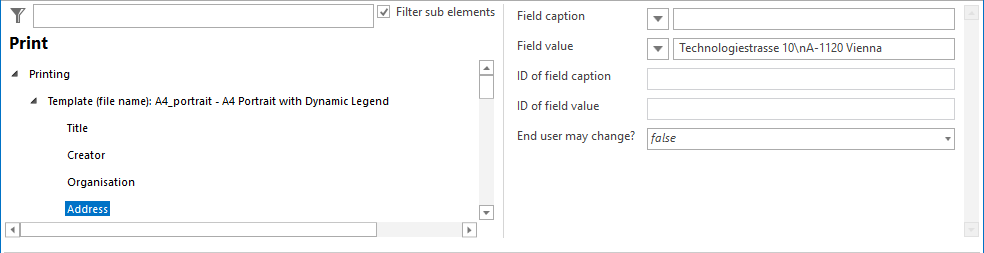 Address of organization configuration