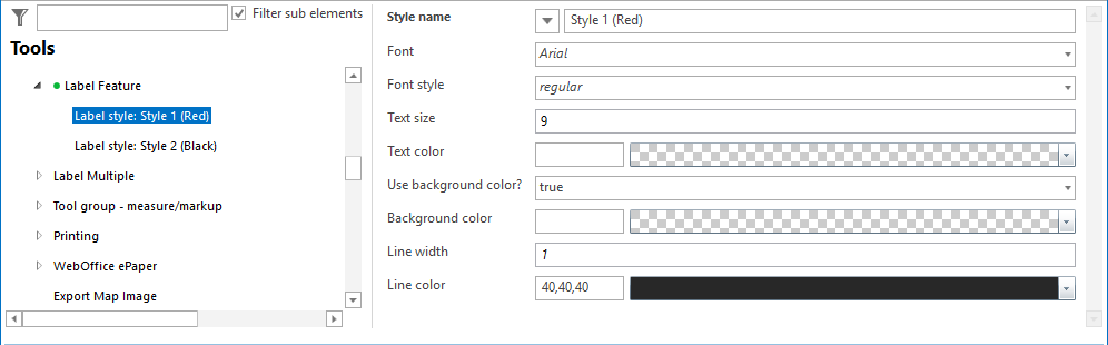 Label style for free labeling - Configuration