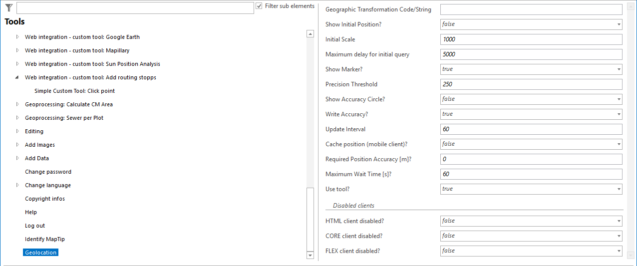 Geolocation tool configuration Geolocation tool configuration