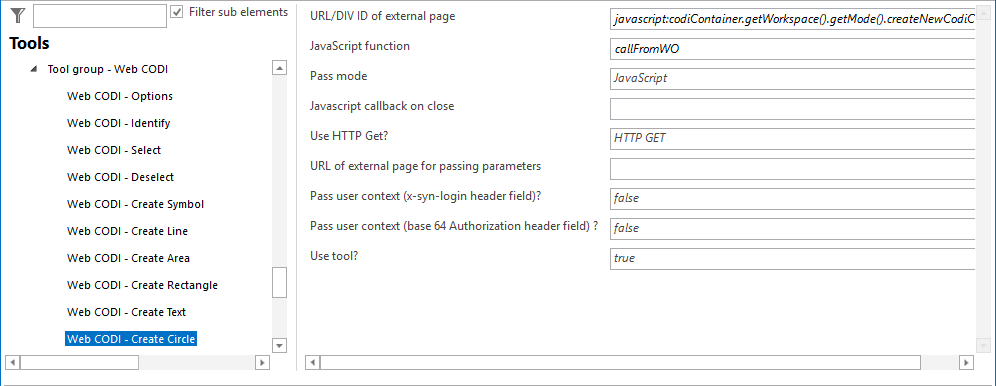 Configuration - Web CODI Create Circle