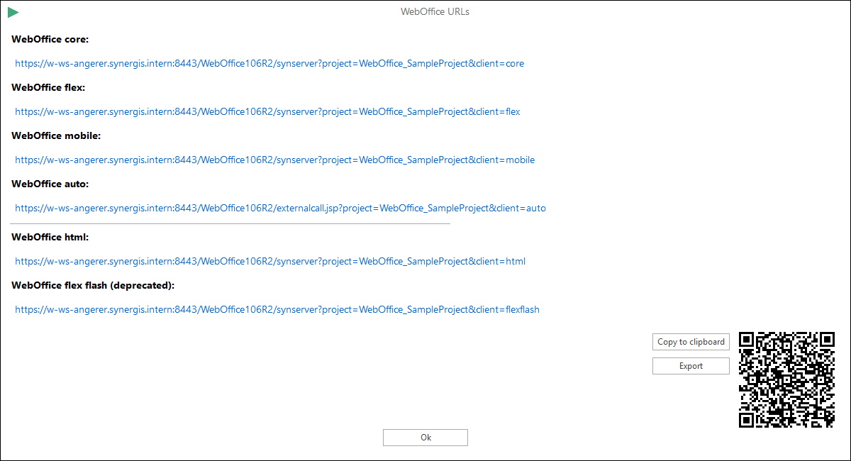 Project publish status and WebOffice 10.7 SP1 project URL