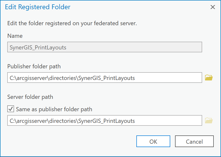 Register the Folder "SynerGIS_PrintLayouts" via ArcGIS Pro