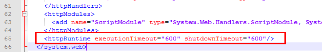 timeout settings - Web.config