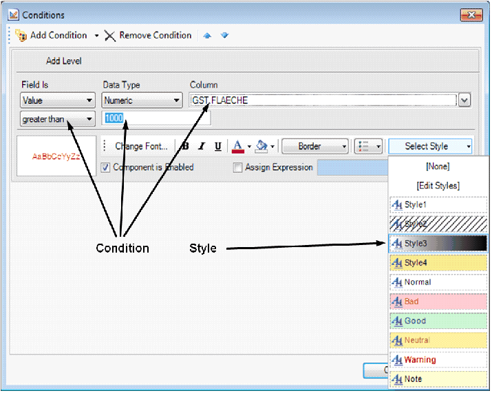 Select style for condition