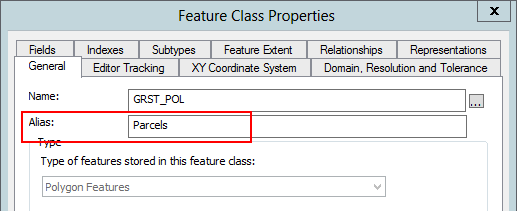 Defining an alias for the feature class Defining an alias for the feature class