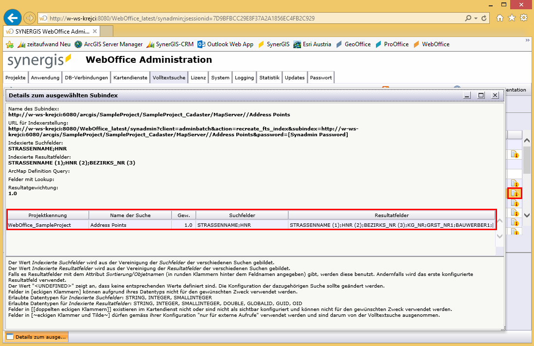 SynAdmin Volltextsuche Detailliste