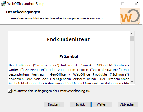 Installation von WebOffice author