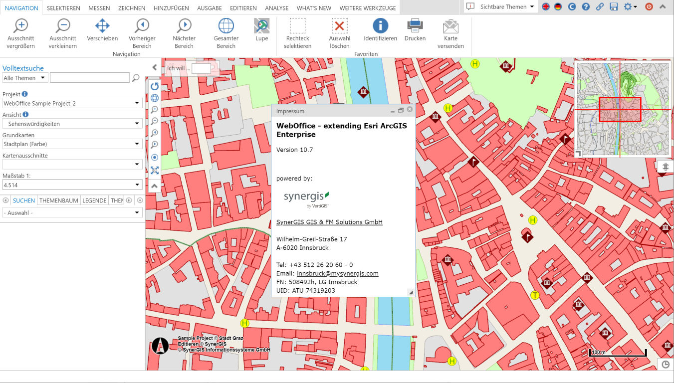 HTML Seite mit Impressum im WebOffice flex Client