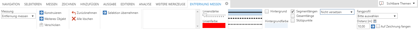 Detailansicht "Distanz messen" im WebOffice core Client