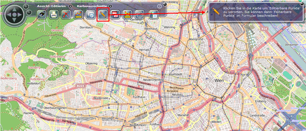 Aktivieren des Editier- Werkzeugs im WebOffice flex Client