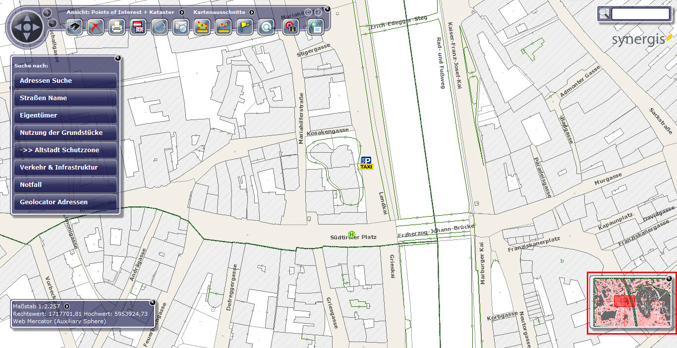 Übersichtskarte im flex Client