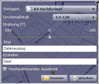 Drucken - Dialogfeld im flex Client