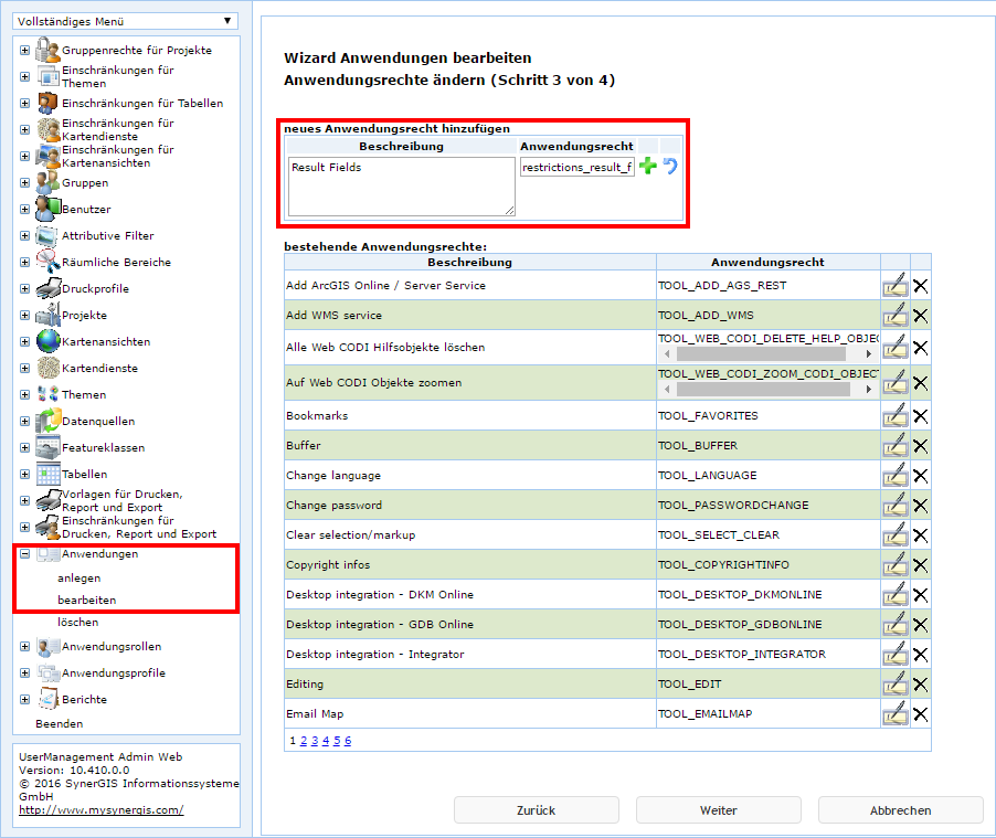 UserManagement Admin Web - Anwendungsrechte UserManagement Admin Web - Anwendungsrechte