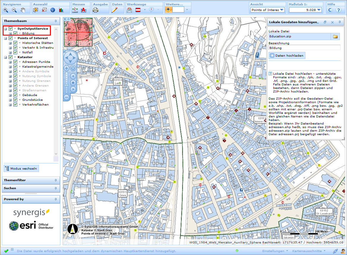 Lokale Geodaten hinzufügen im WebOffice html Client