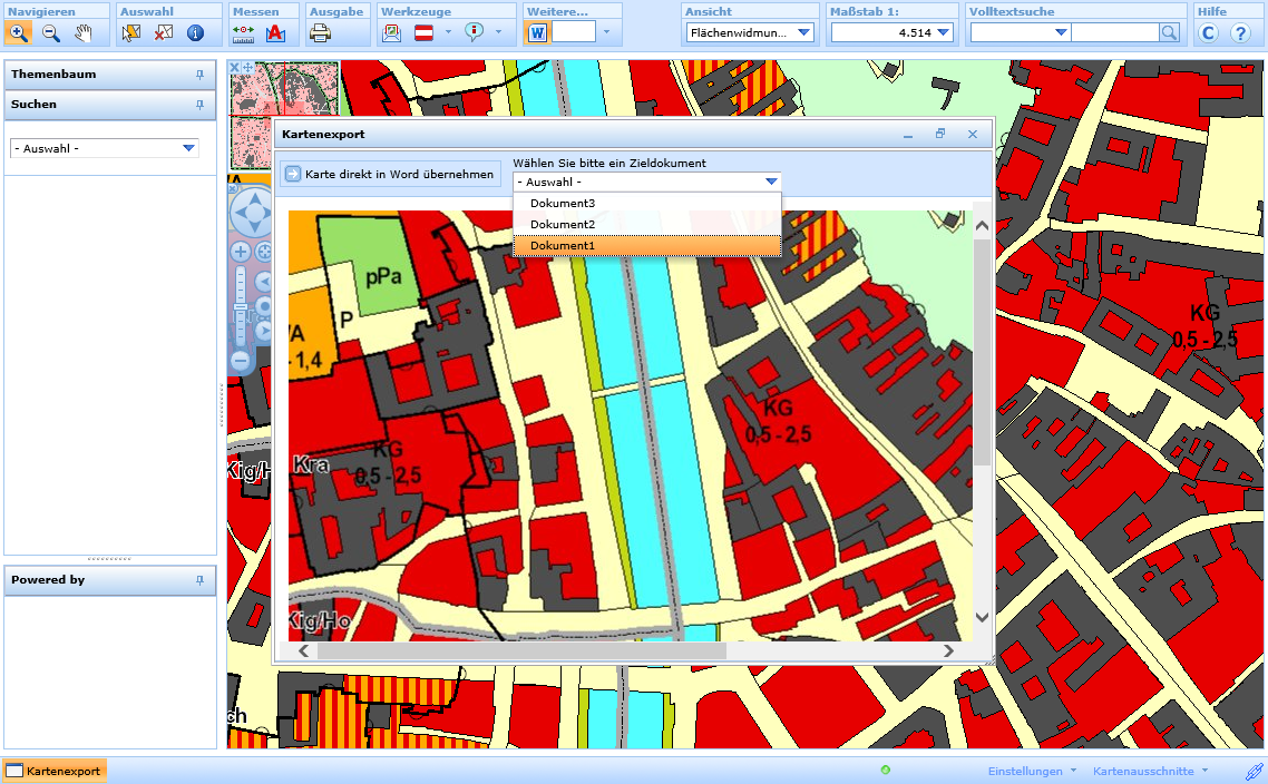 Kartenexport im WebOffice html client