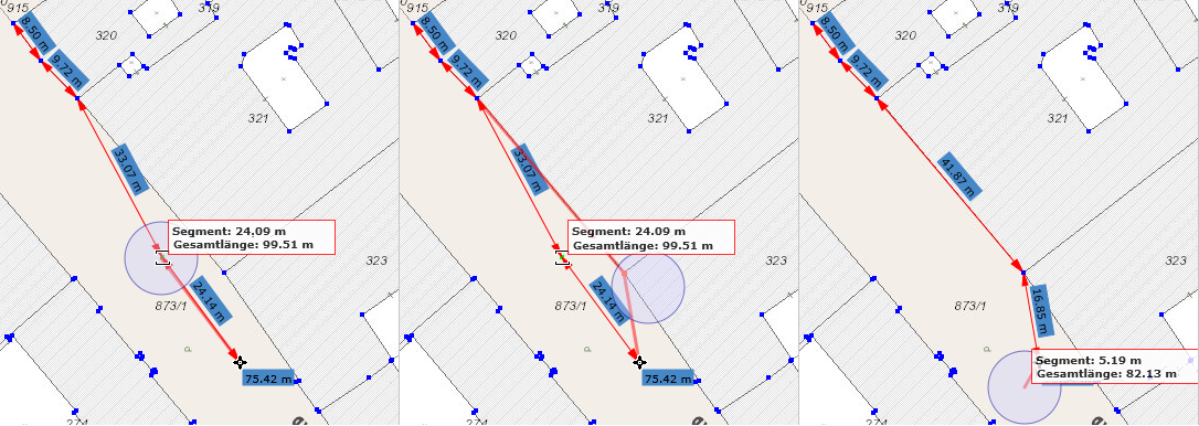 Verschieben eines Stützpunktes während dem Messen im WebOffice html client