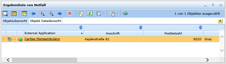 Standardwerkzeuge in der Werkzeugleiste der Ergebnisliste Standardwerkzeuge in der Werkzeugleiste der Ergebnisliste