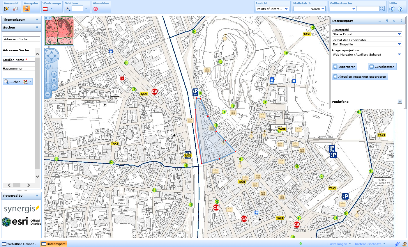 Datenexport mit einem beliebigen Polygon