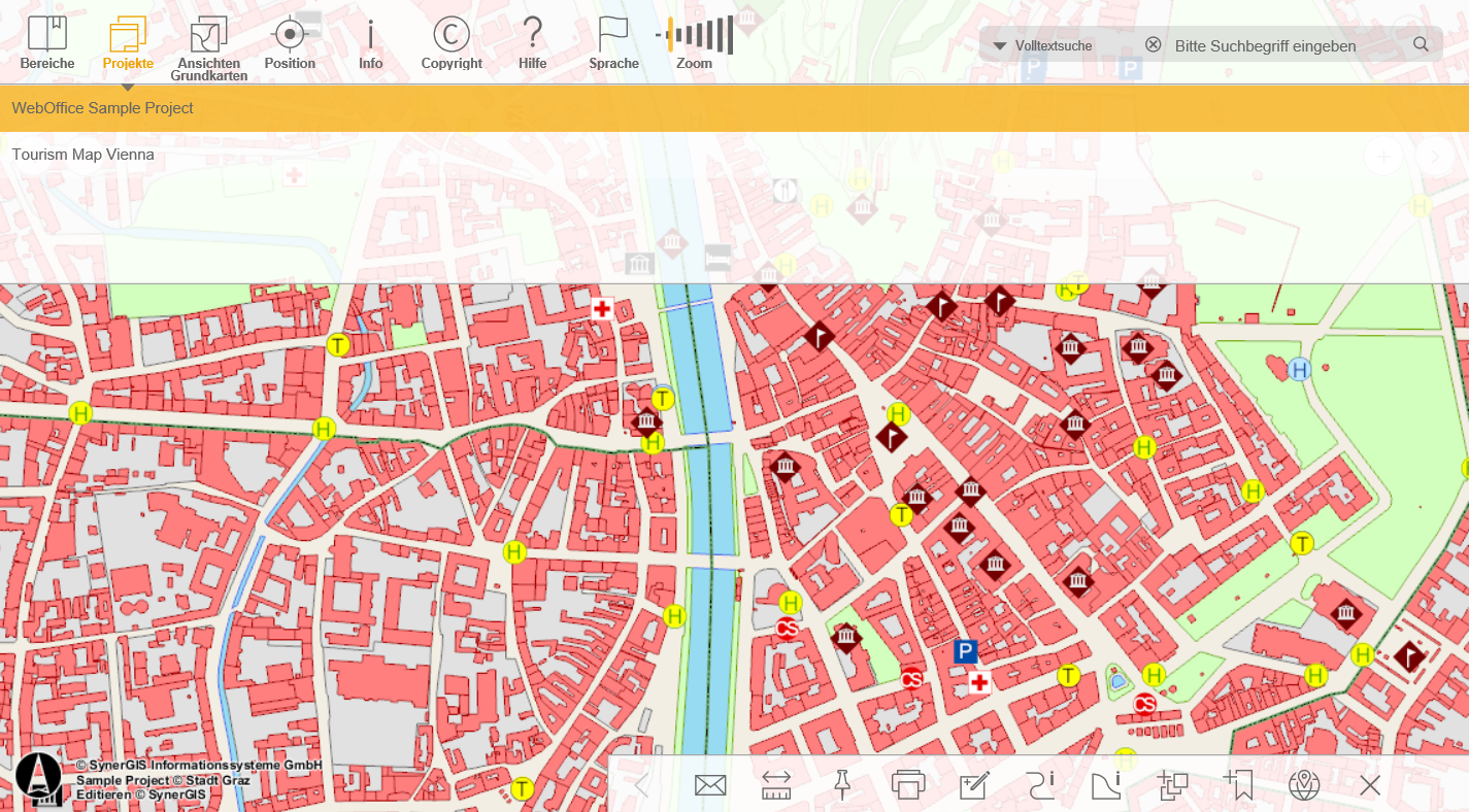 Projektauswahlliste im WebOffice mobile Client