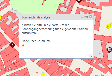 Werkzeugdialog der Sonnenstandanalyse Werkzeugdialog der Sonnenstandanalyse