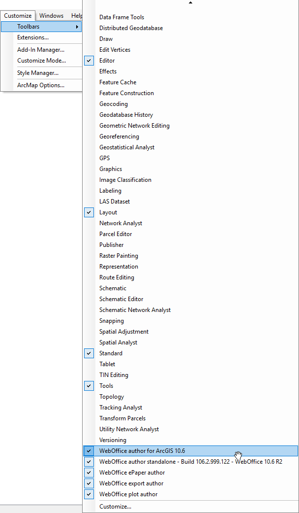 Einblenden der WebOffice author Werkzeugleiste