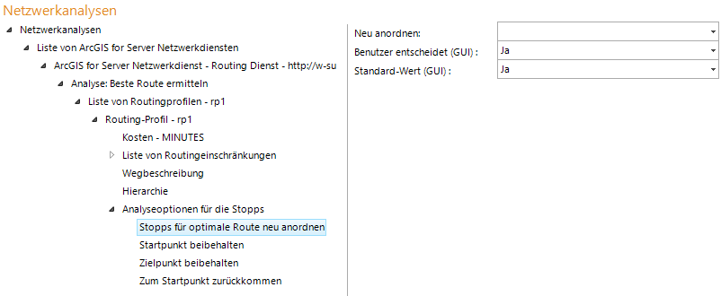 Konfiguration Stopps für optimale Route neu anordnen