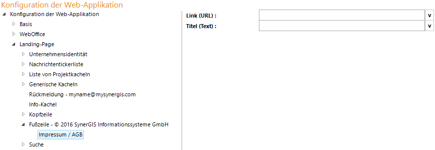 Konfiguration - Impressum / AGB (Fußzeile)