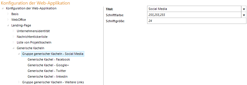 Konfiguration - Gruppe generischer Kacheln
