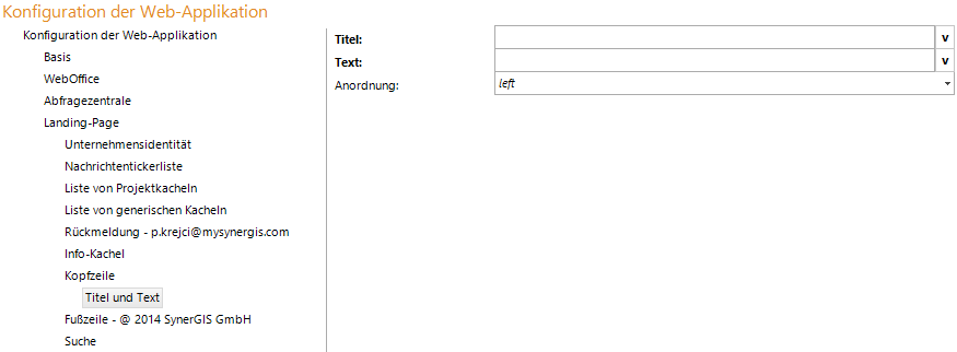 Konfiguration - Titel und Text (Kopfzeile)
