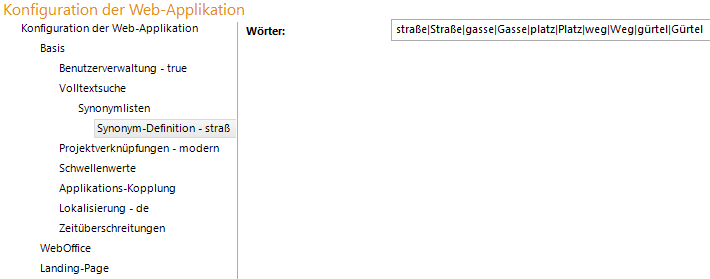 Synonym-Definition Konfiguration