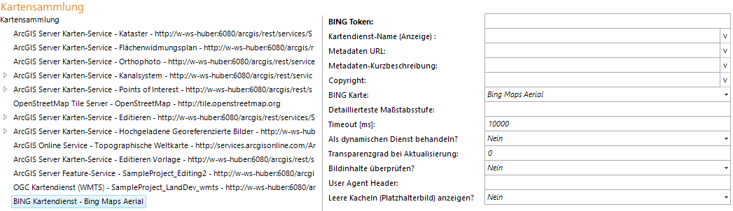 BING Kartendienst Konfiguration