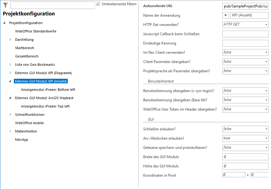 Konfiguration Externes GUI Modul