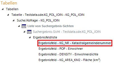 Ergebnisfeld der Zieltabelle