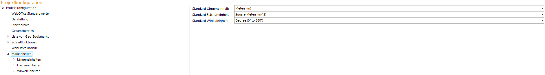 Konfiguration - Maßeinheiten