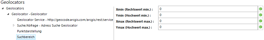 Geolocator Suchbereich - Konfigurationsparameter