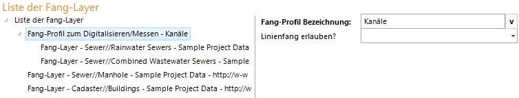 Fang-Profil zum Digitalisieren/Messen Eigenschaften