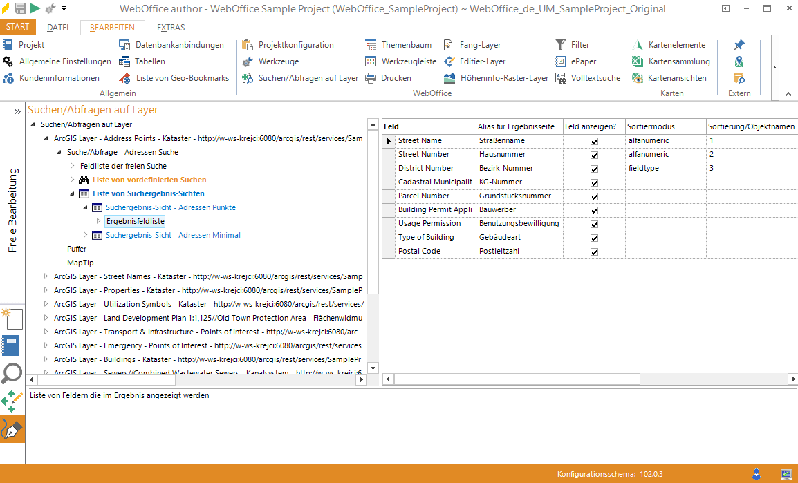 Anzeige der Resultatfelder nach Modus Ansicht wechseln