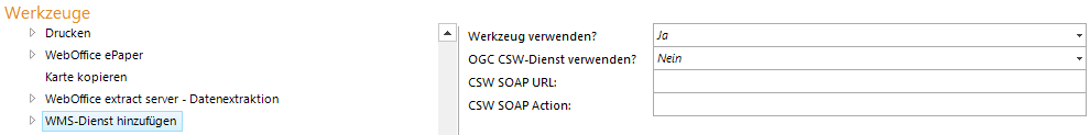 Konfiguration des Werkzeuges WMS-Service