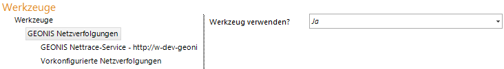 Konfiguration -  GEONIS Netzverfolgung Werkzeug 