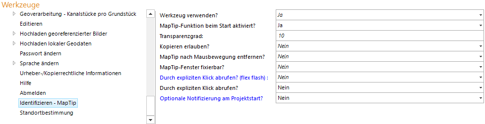 Identifizieren - MapTip Werkzeug Konfiguration Identifizieren - MapTip Werkzeug Konfiguration