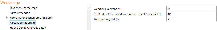 Kartenüberlagerung Werkzeug Konfiguration