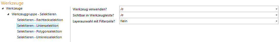 Konfiguration Selektieren - Linienselektion