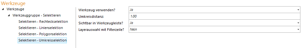 Konfiguration Selektieren-Umreisselektion